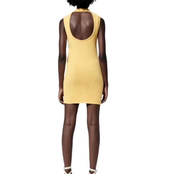 I ACCEPT OFFERS!  Zara Knitwear Halter Mini-Dress. Light Yellow. Large. NEW. - Picture 2 of 5